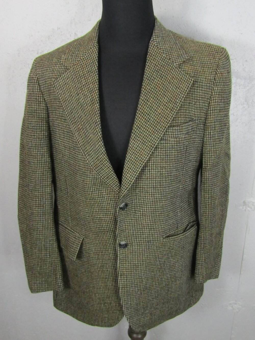Redwood & Ross Vintage Harris Tweed Blazer Wool Jacket Green Brown 46R
